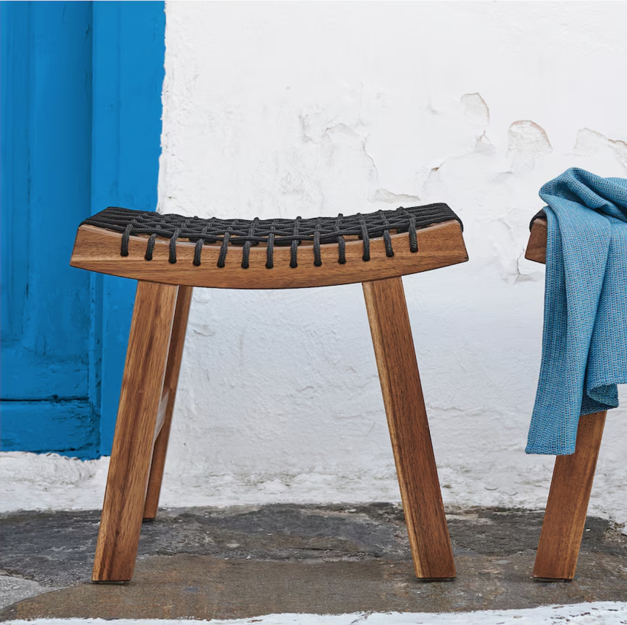 STACKHOLMEN Stool, outdoor, light brown stained, 48x35x43 cm