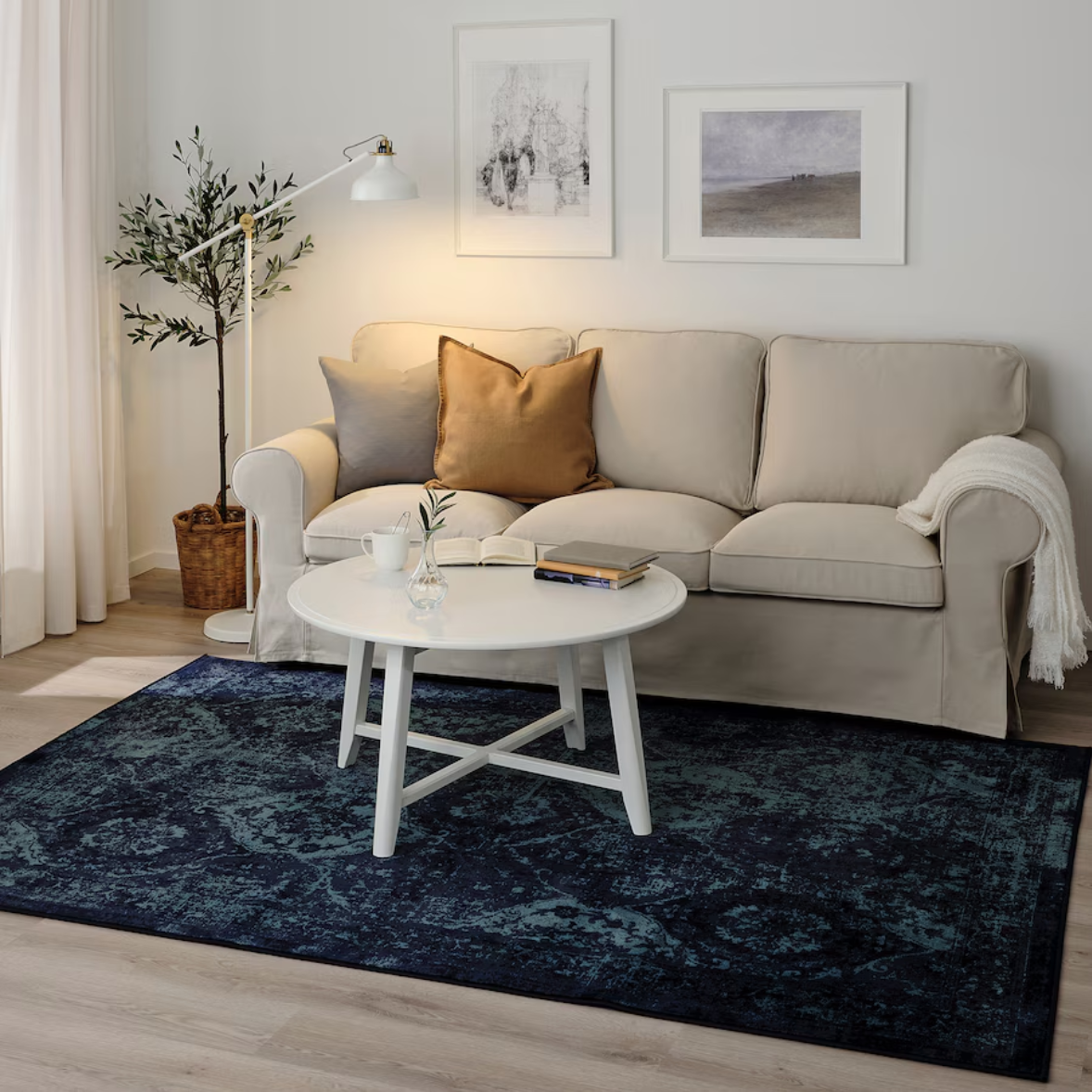 VONSBÄK Rug, low pile, dark blue, 133x195 cm – Lykus.mv