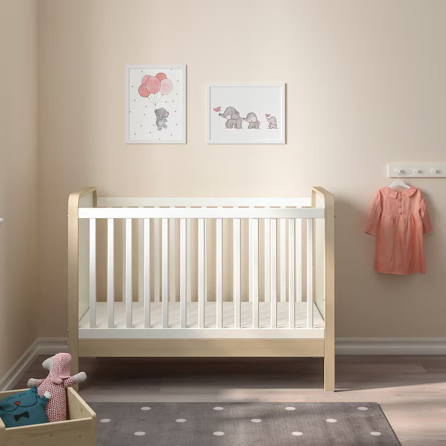 ALSKVARD Cot, birch/white, 60x120 cm