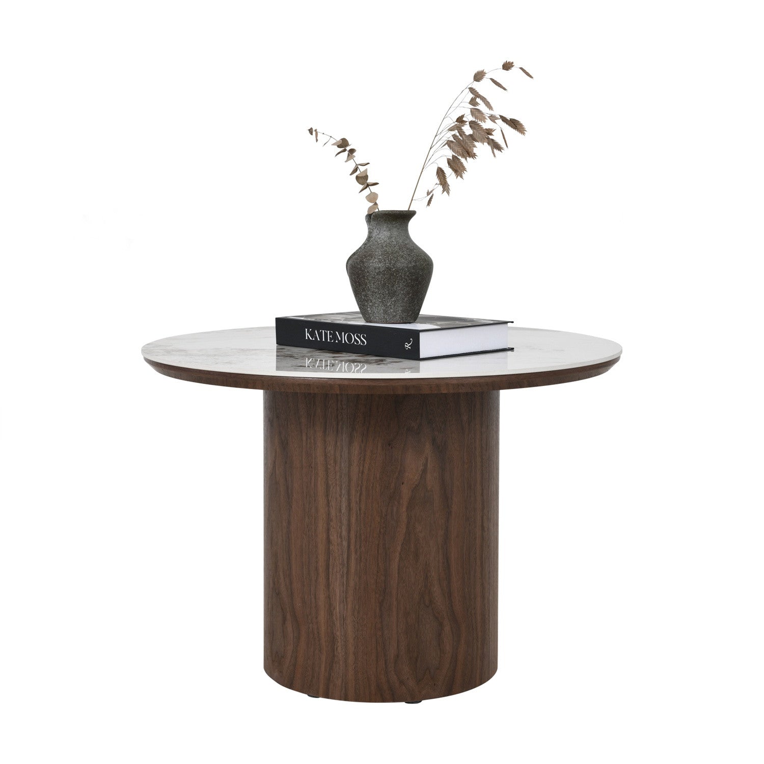 EMERY Side table, walnut/marble, 40 cm