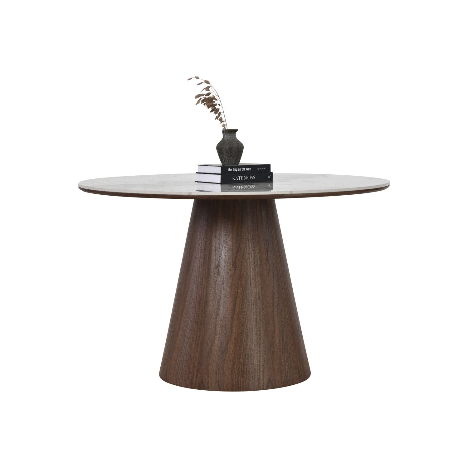MONORA dining table, walnut/marble top, 120 cm