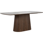 VIGORA dining table, walnut/marble top, 90x180 cm