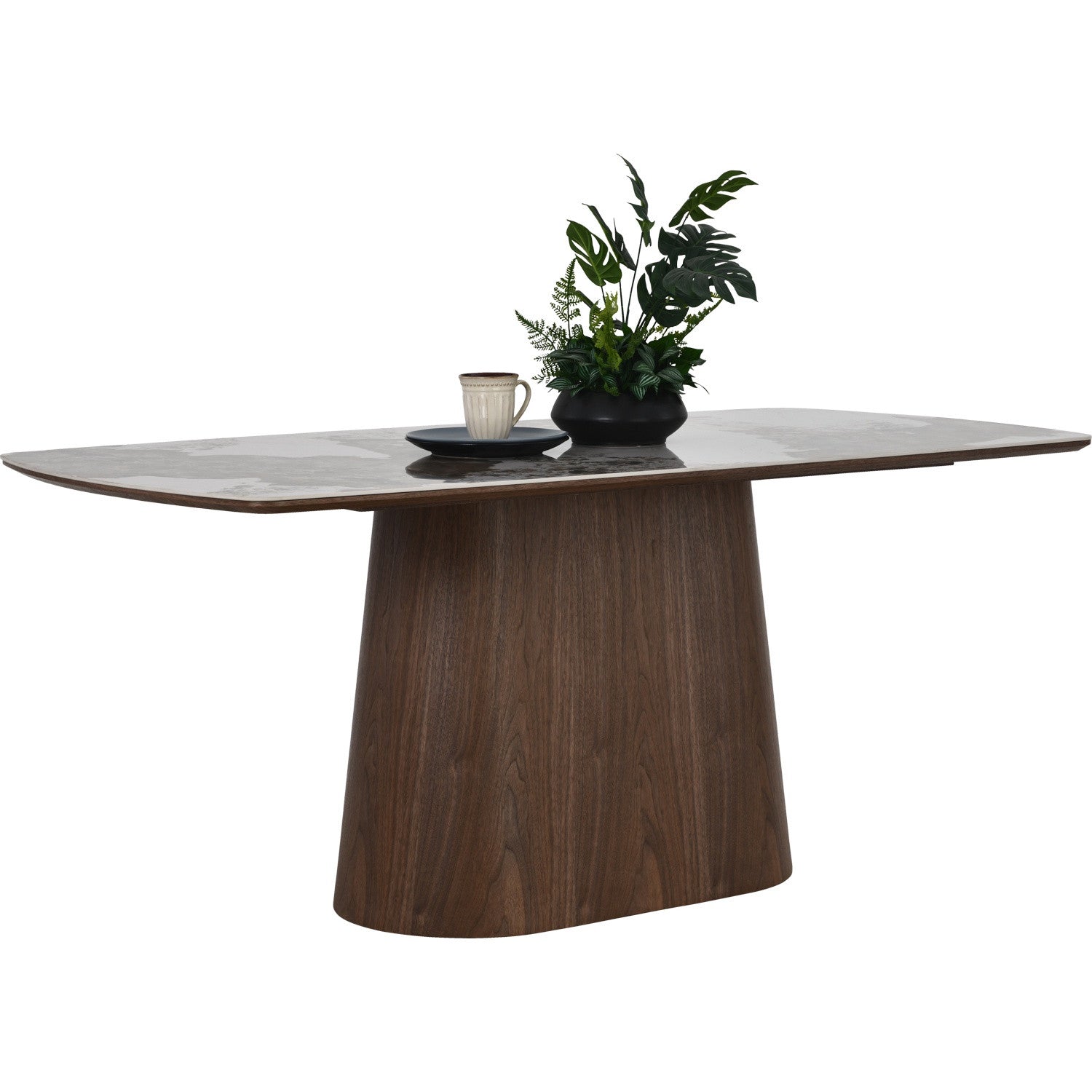 VIGORA dining table, walnut/marble top, 90x180 cm