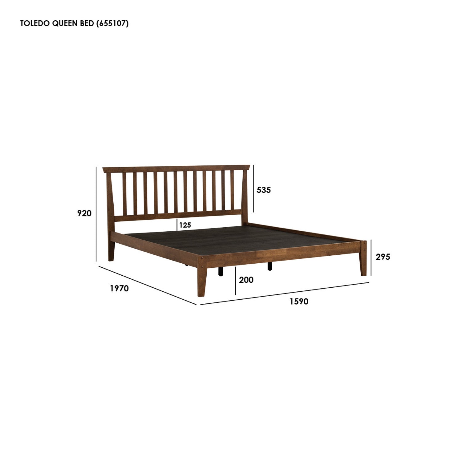 TOLEDO QUEEN BED WITH 1900MM BED PANEL