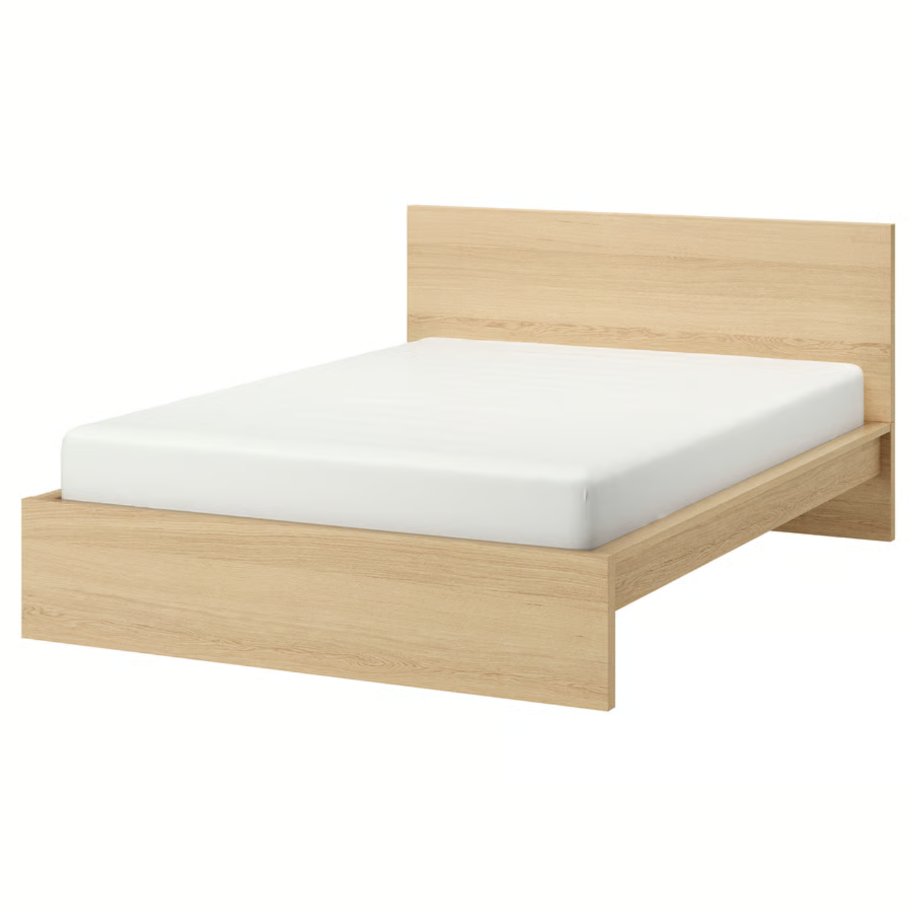 MALM Bed frame, high, white stained oak veneer/Luröy, 180x200 cm