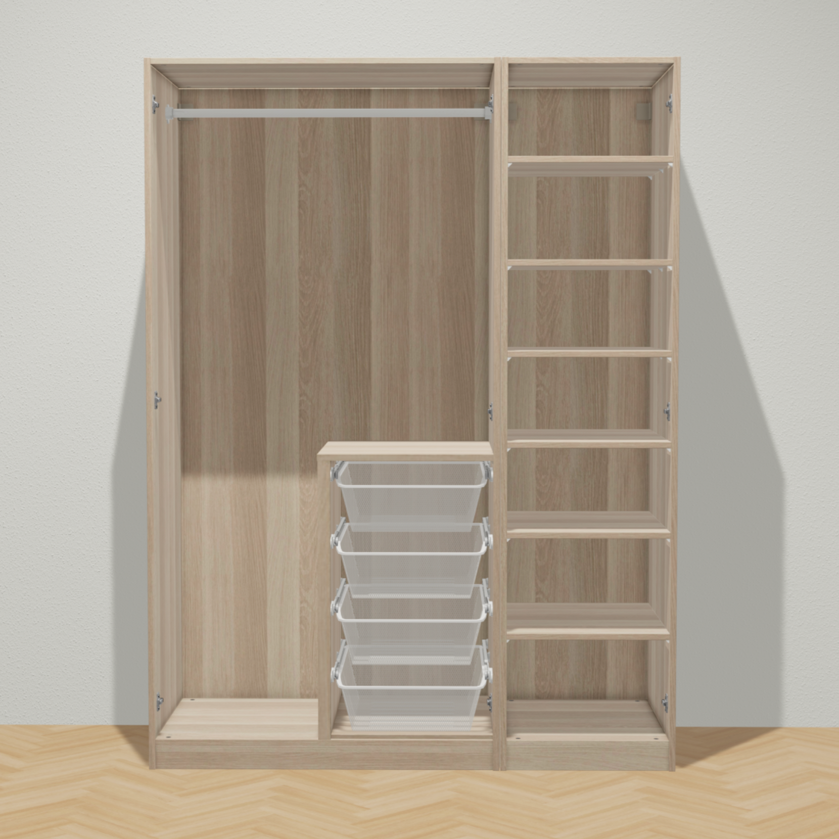 PAX / FORSAND Wardrobe combination, white stained oak effect, 150x60x201 cm