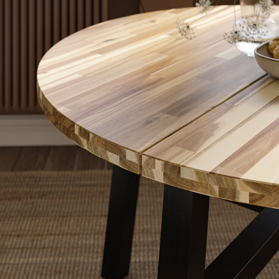 SKOGSTA Dining table, acacia/black, 120 cm