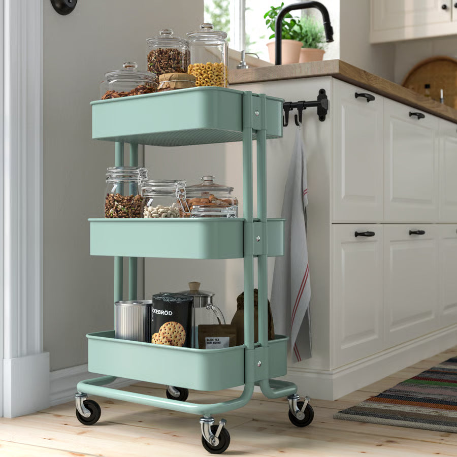 RASKOG Trolley, light turquoise, 35x45x77 cm