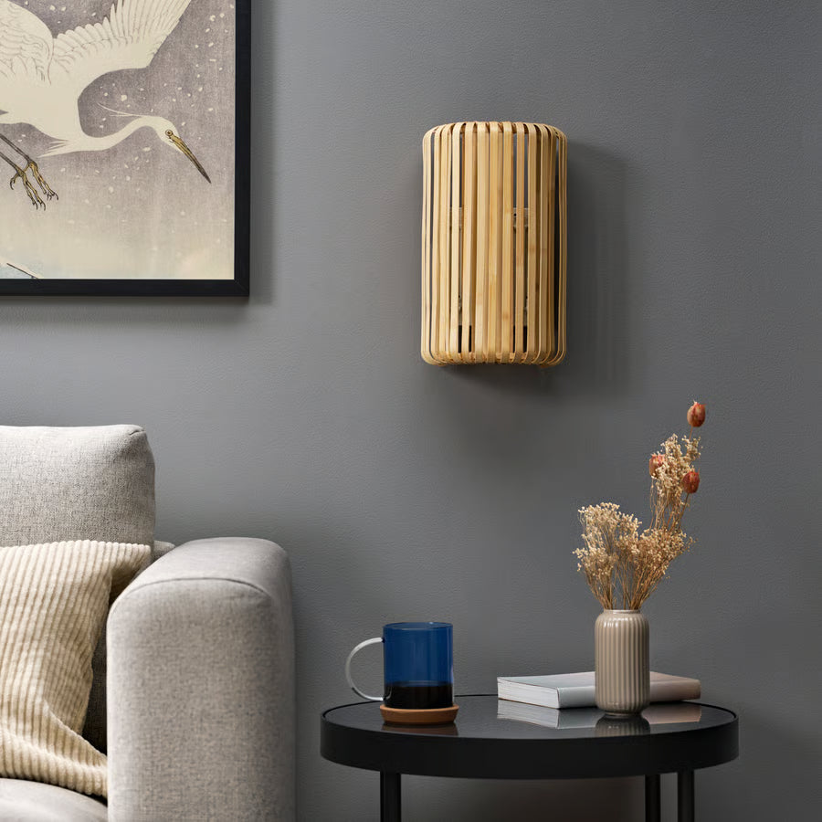 VARPTROSS Wall lamp, wired-in installation, bamboo, 30 cm