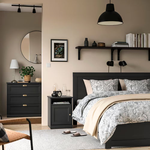 FAGELFJALLET Bedside table, black oak effect, 42x41x56 cm