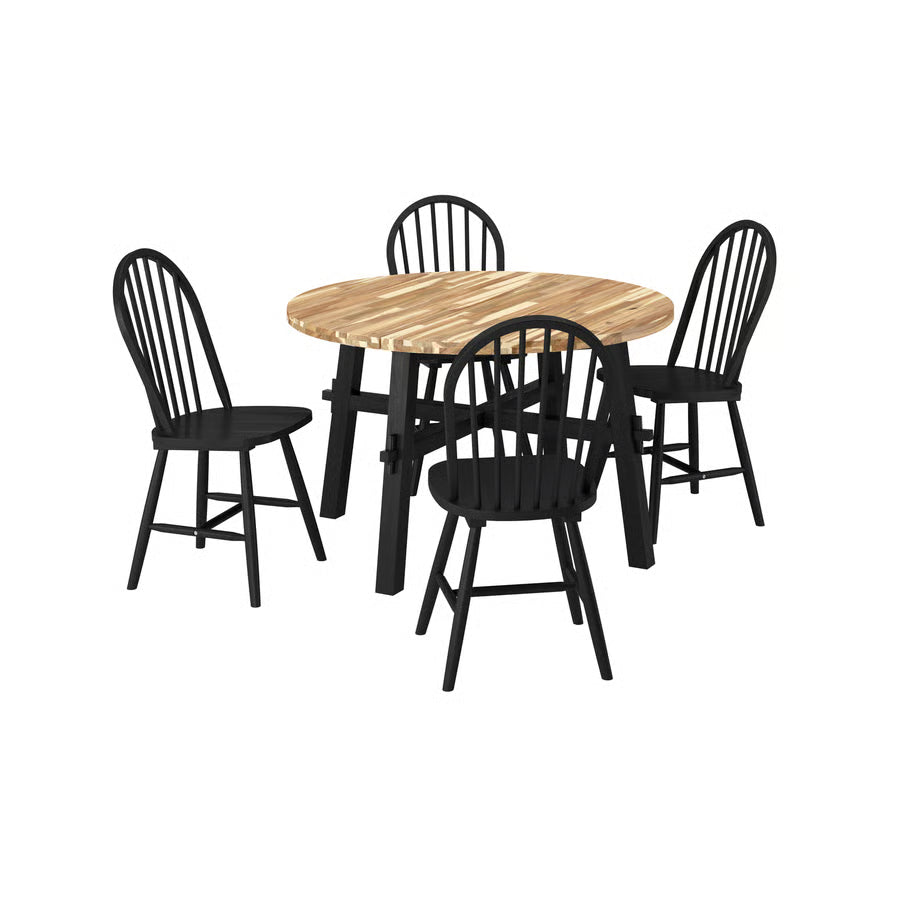 SKOGSTA Table and 4 chairs, acacia/black/black, 120 cm