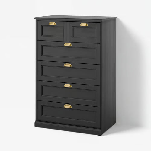 FAGELFJALLET Chest of 6 drawers, black oak effect, 82x51x123 cm