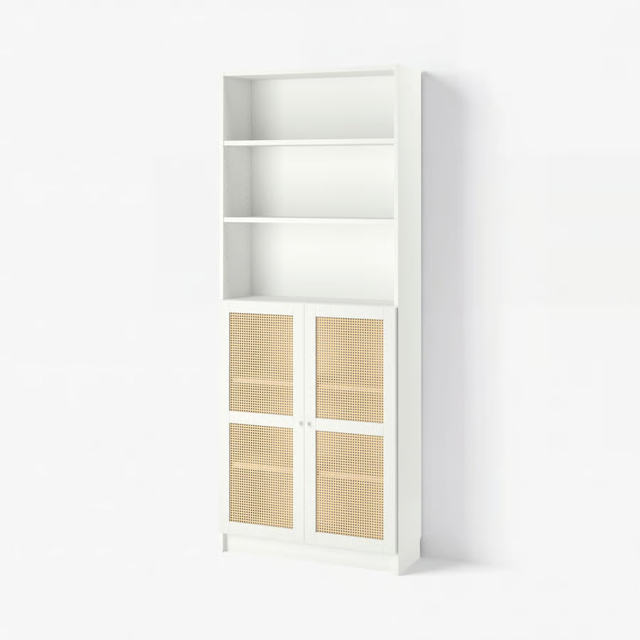BILLY / HOGADAL Bookcase with doors, white, 80x30x202 cm