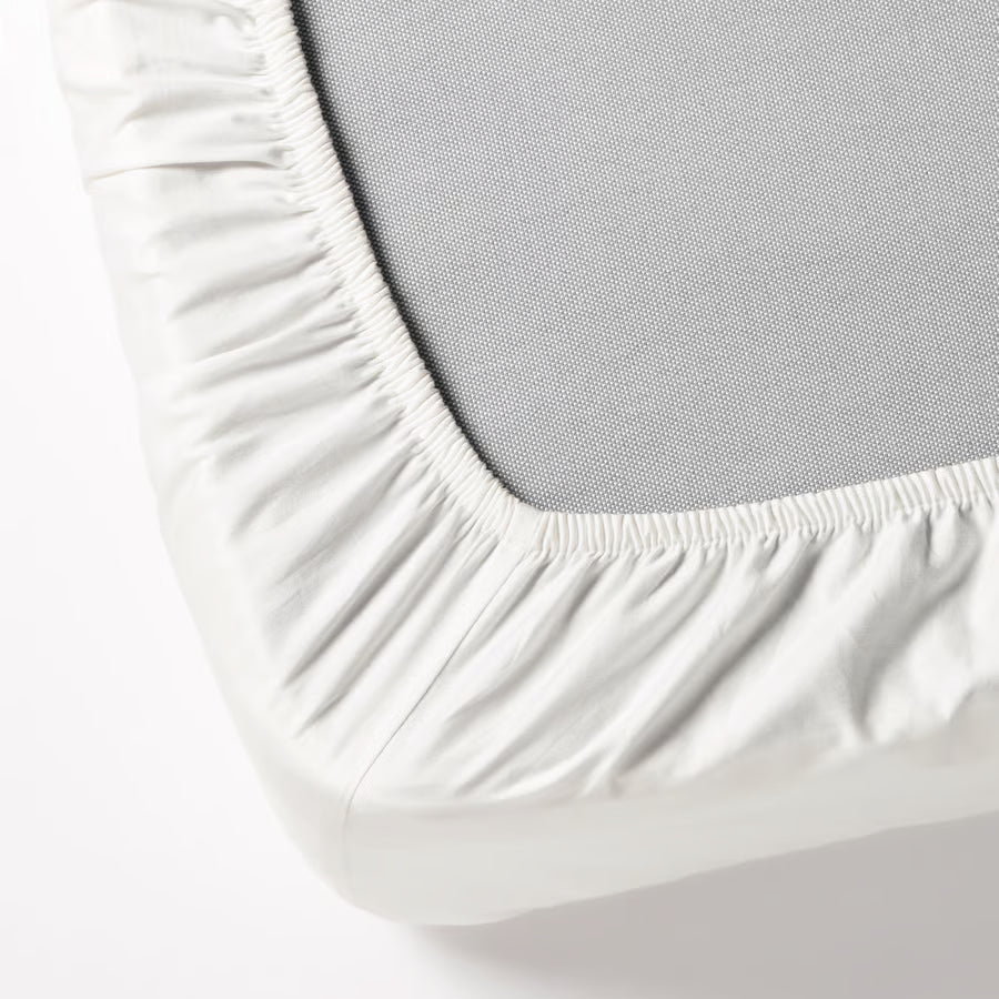 DVALA Fitted sheet, white, 90x200 cm SINGLE