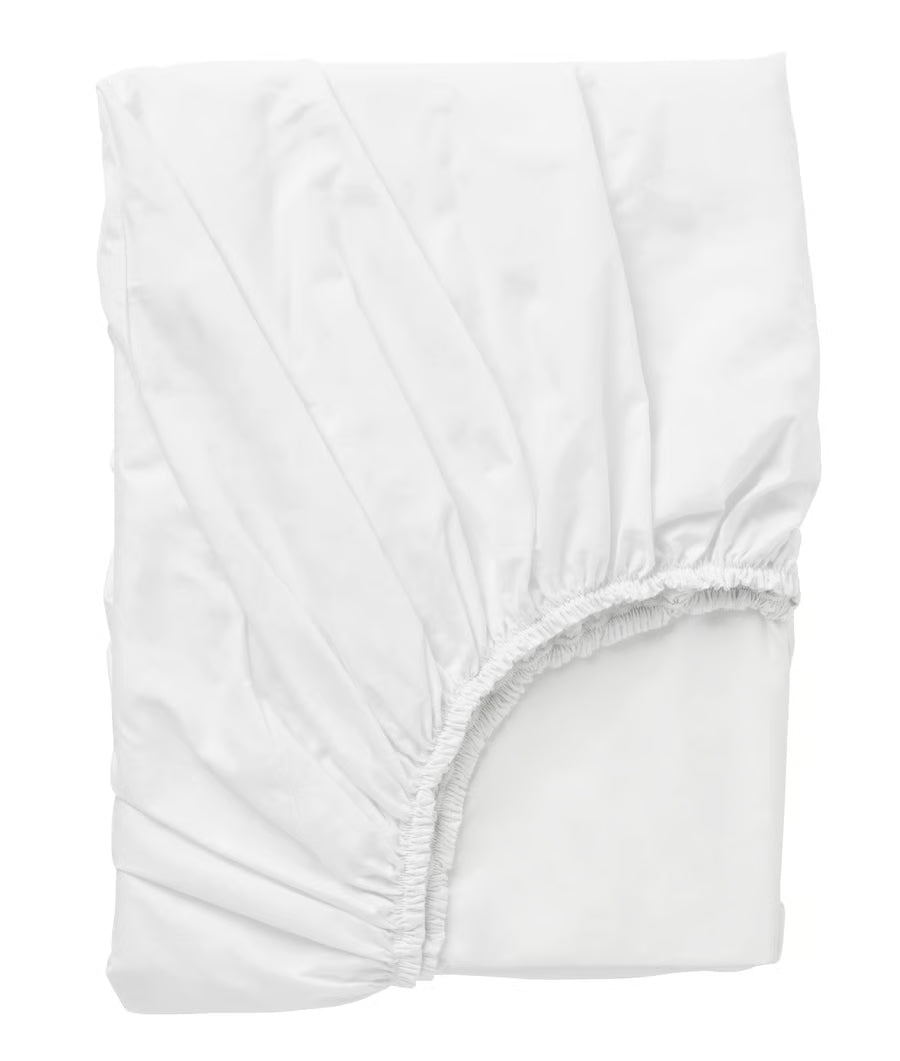 DVALA Fitted sheet, white, 90x200 cm SINGLE