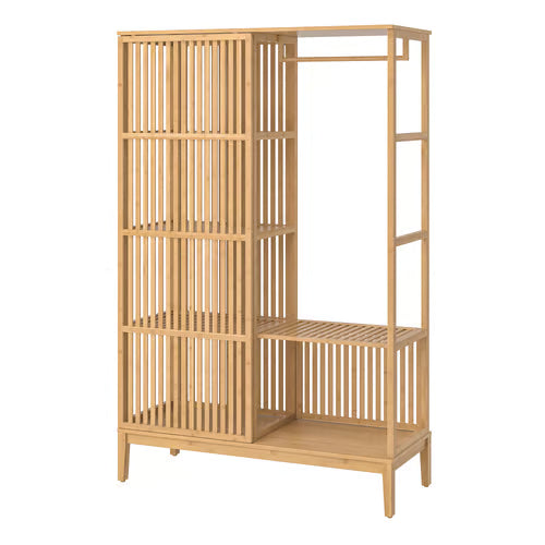 NORDKISA Open wardrobe with sliding door, bamboo, 120x186 cm