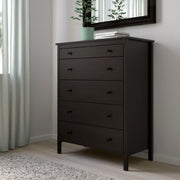 KOPPANG Chest of 5 drawers, black-brown, 90x44x114 cm