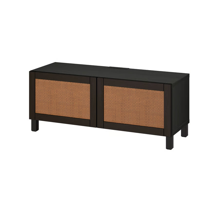 BESTA TV bench, black-brown Studsviken, 120x42x48 cm