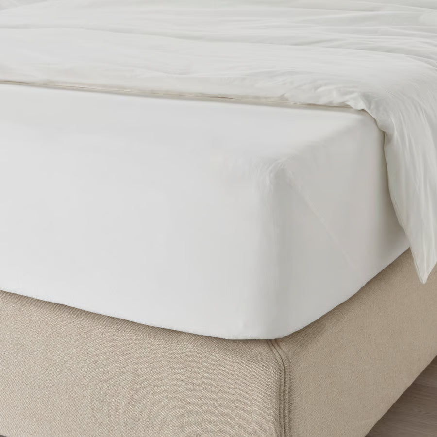 DVALA Fitted sheet, white, 90x200 cm SINGLE