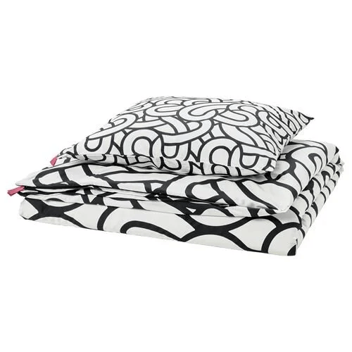 SOTRONN Duvet cover sets, black-white, 150x200/50x60 cm