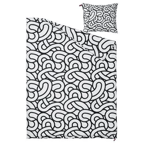 SOTRONN Duvet cover sets, black-white, 150x200/50x60 cm