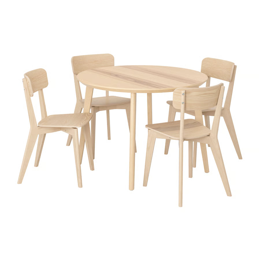 LISABO Table and 4 chairs, ash veneer/ash, 105 cm