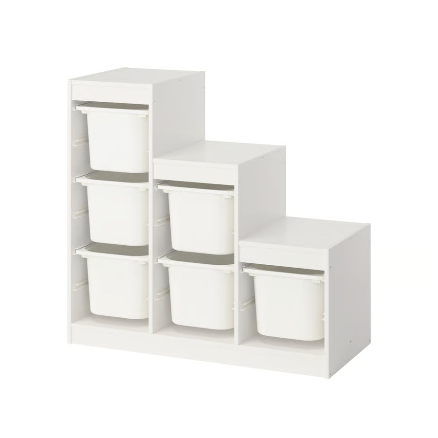 TROFAST Storage combination with boxes, white/white, 99x44x95 cm