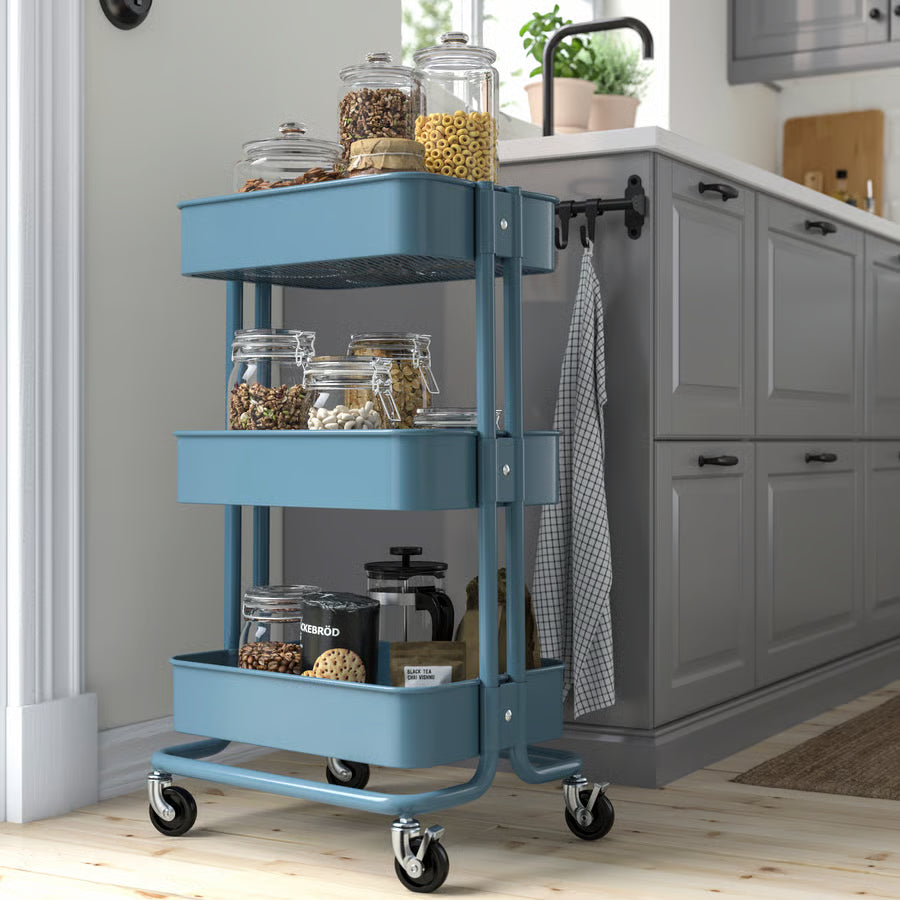 RASKOG Trolley, grey-blue, 35x45x77 cm