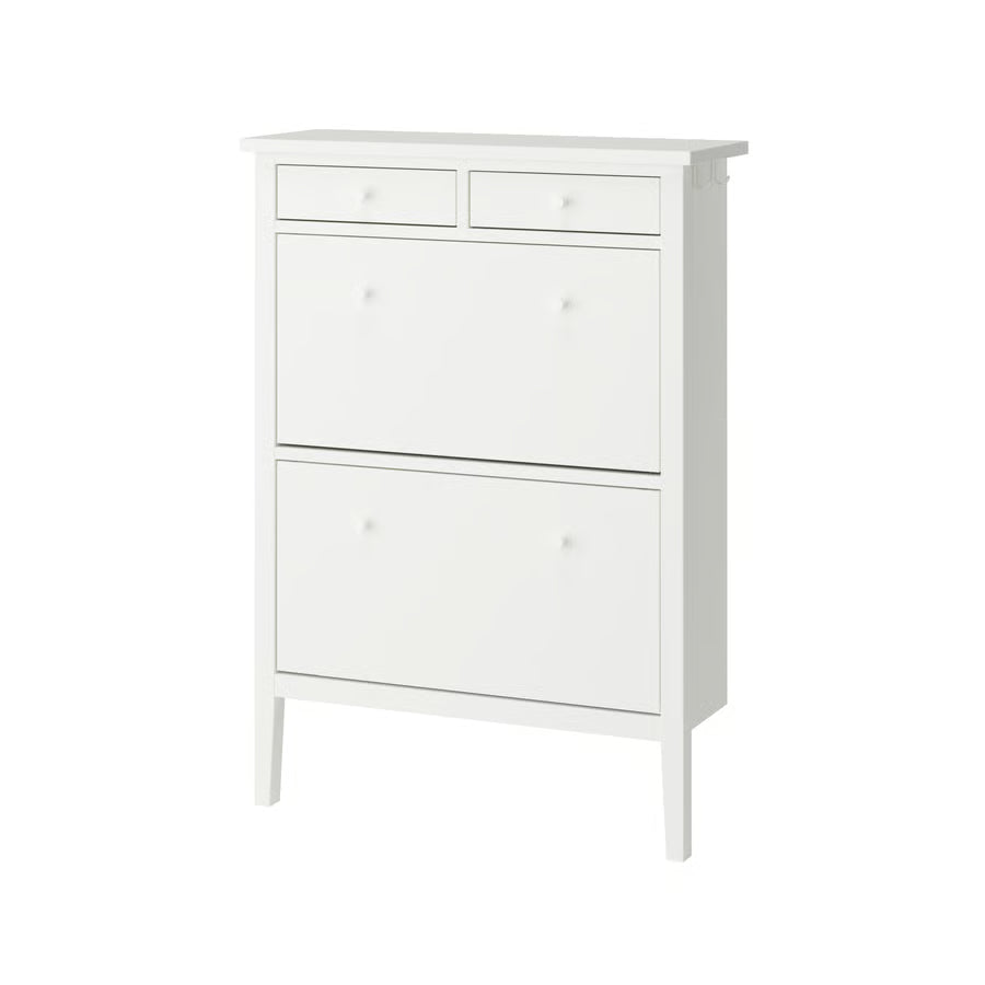 GULLABERG Shoe cabinet with 2 compartments, white, 88x30x122 cm
