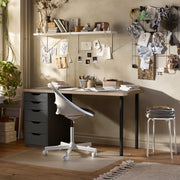 LAGKAPTEN / ALEX Desk, grey/wood effect, 140x60 cm
