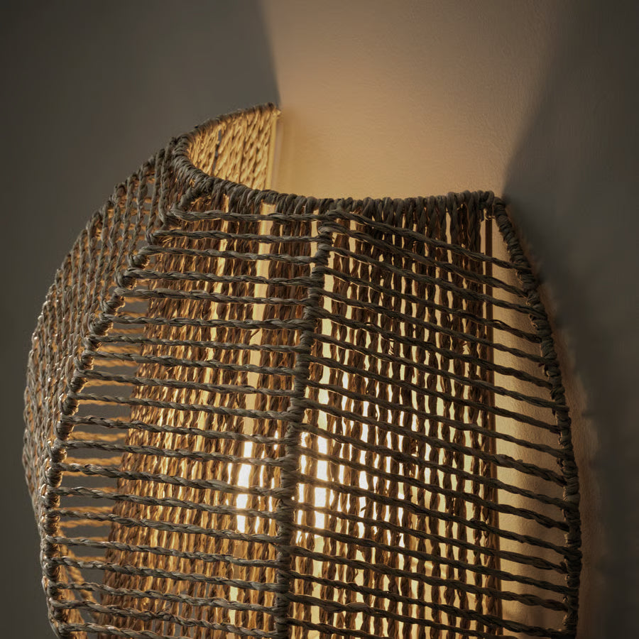 MANALG Wall lamp, wired-in installation, sedge/handmade
