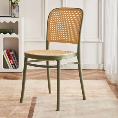 NORDIC RATTAN CHAIR, Green, Rattan, plastic dinning chair