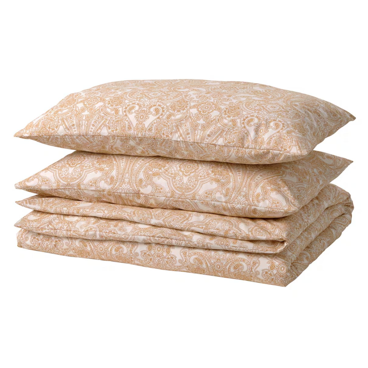 JATTEVALLMO Duvet cover and 2 pillowcases, yellow/white, 200x200/50x80 cm