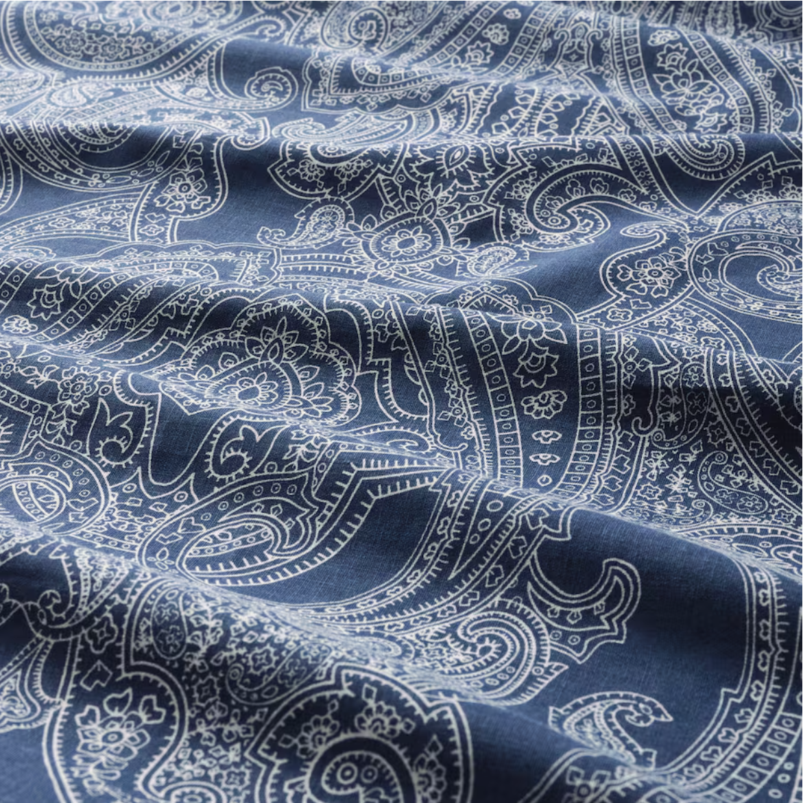 JATTEVALLMO Duvet cover and 2 pillowcases, dark blue/white