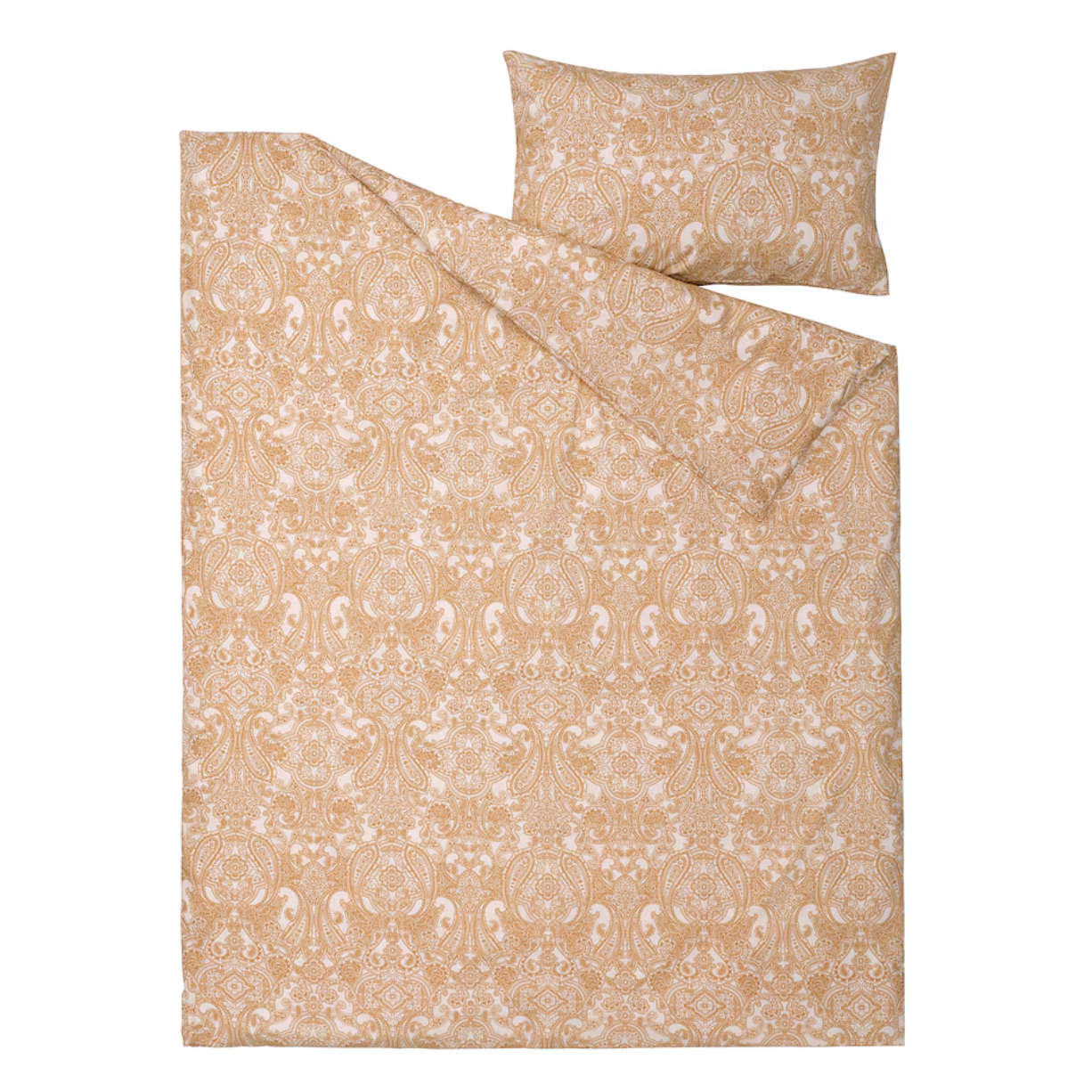 JATTEVALLMO Duvet cover and 2 pillowcases, yellow/white, 240x220/50x80 cm