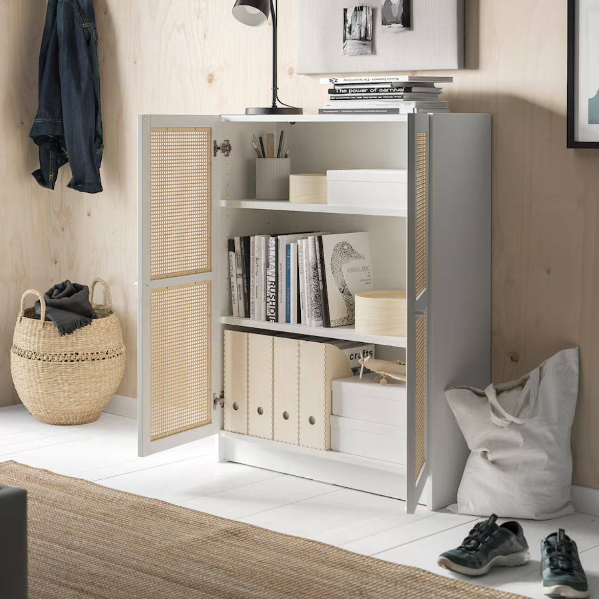 BILLY / HÖGADAL Bookcase with doors, white, 80x30x106 cm