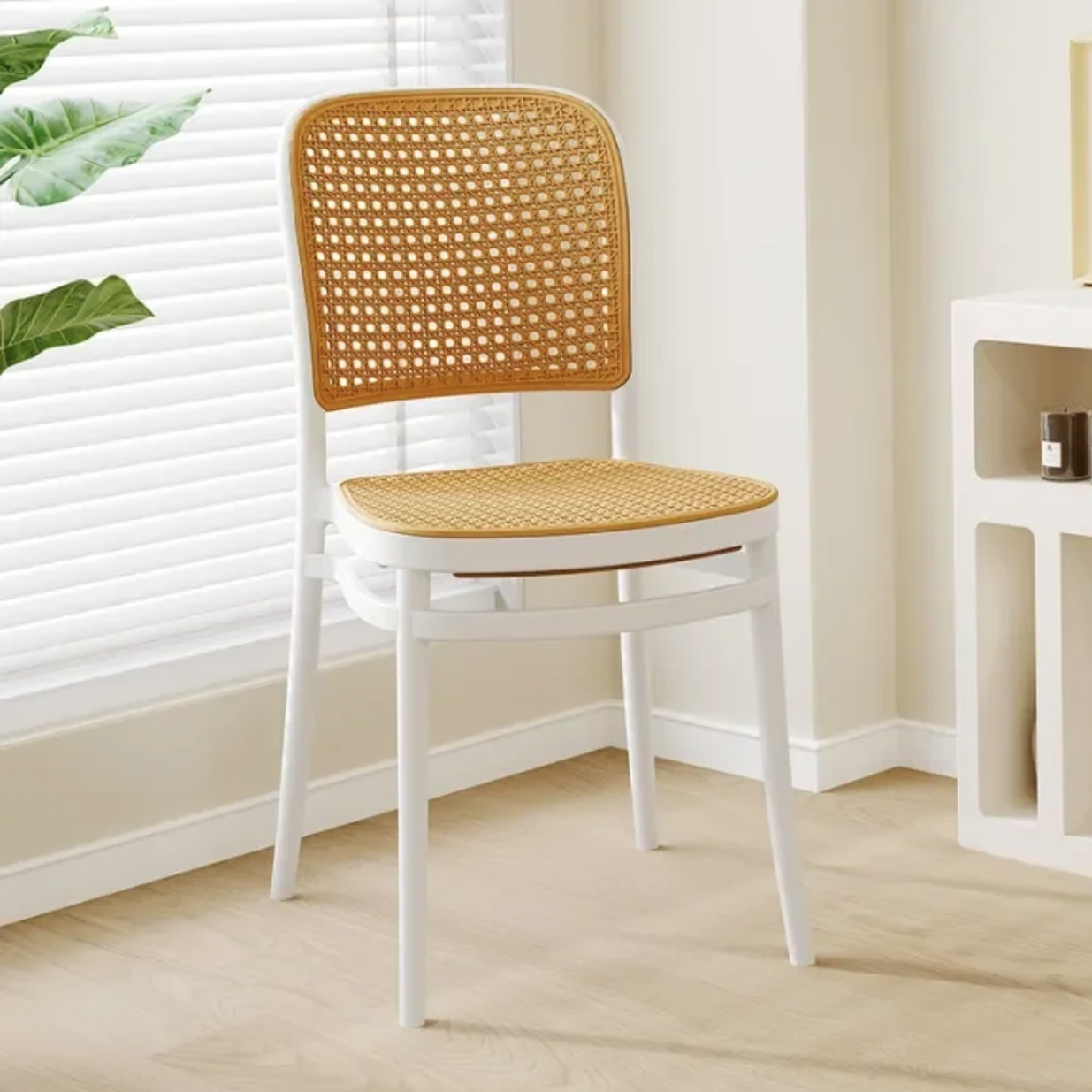 NORDIC RATTAN CHAIR, White, Rattan, plastic dinning chair