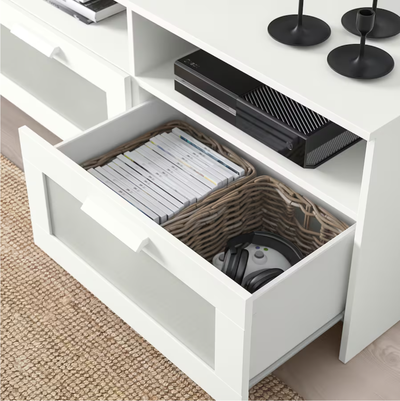 BRIMNES TV bench, white, 180x41x53 cm