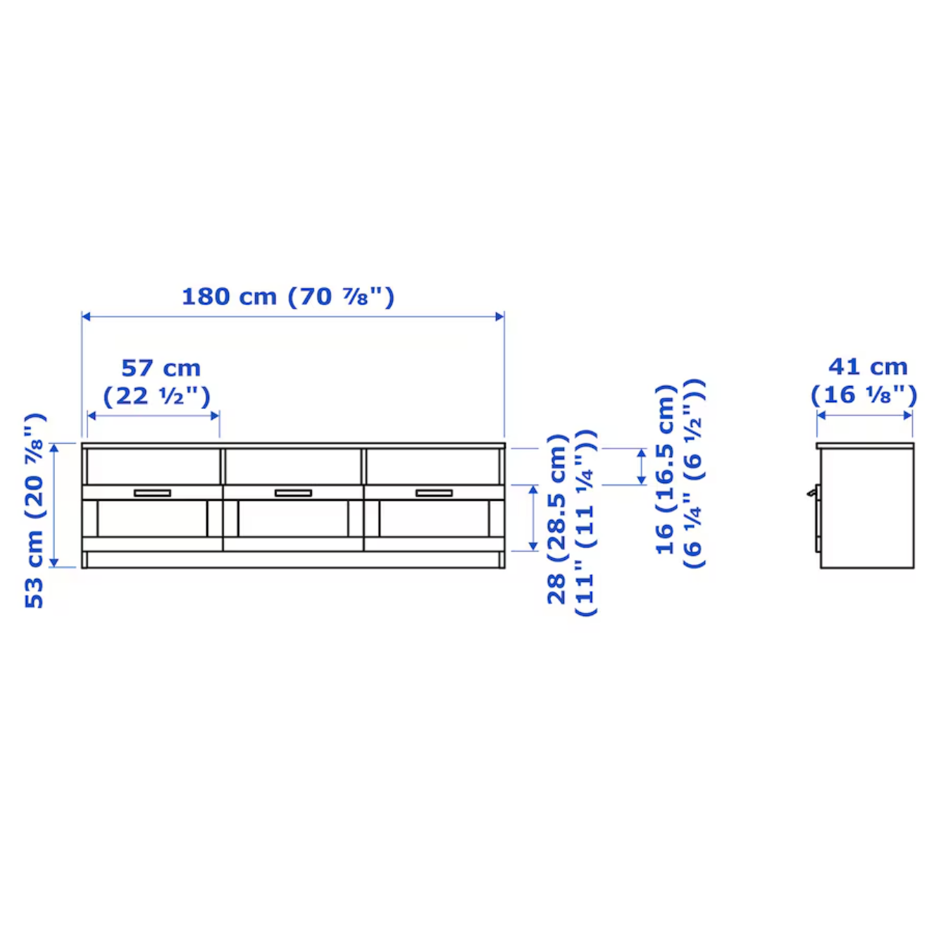 BRIMNES TV bench, white, 180x41x53 cm
