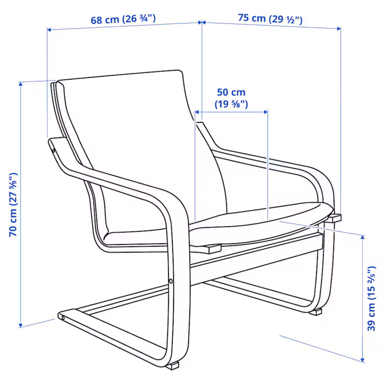POANG Armchair frame with low back, birch veneer