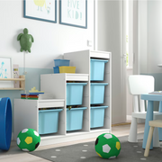 TROFAST Storage combination with boxes, white/light blue, 99x44x95 cm