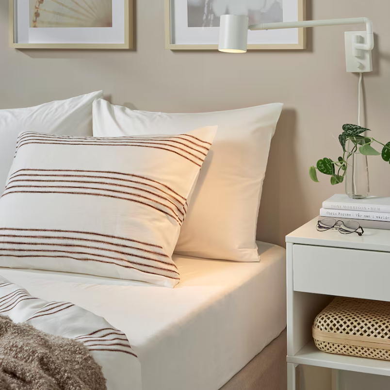 DVALA Fitted sheet, white, 150x200 cm QUEEN