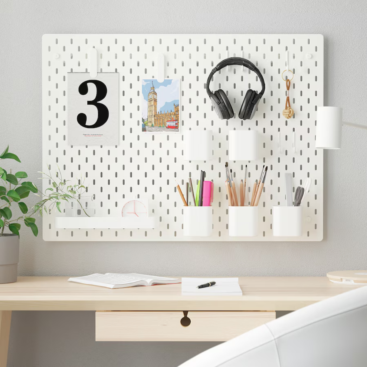 SKÅDIS Pegboard combination, white, 76x56 cm