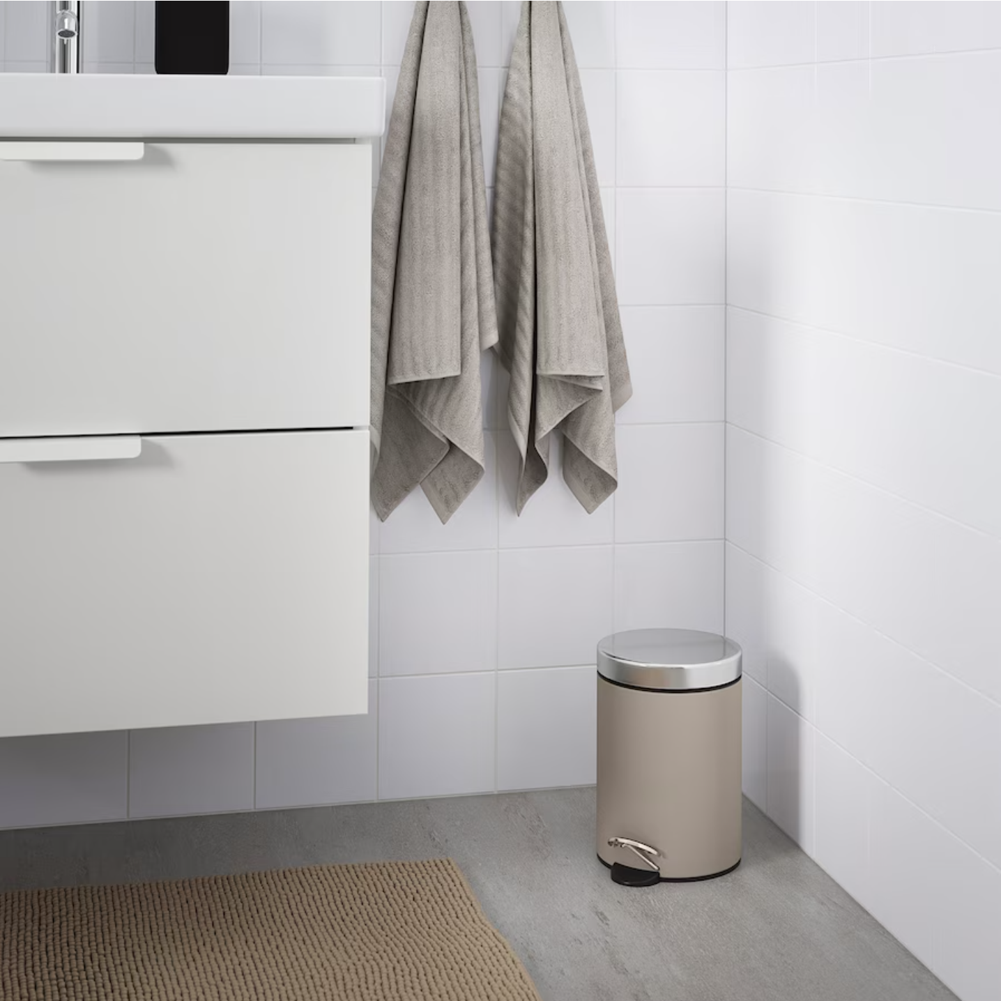 EKOLN Waste bin, beige, 3 l
