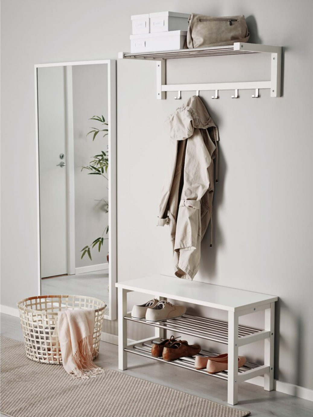 TJUSIG Bench with shoe storage, white, 81x34x50 cm