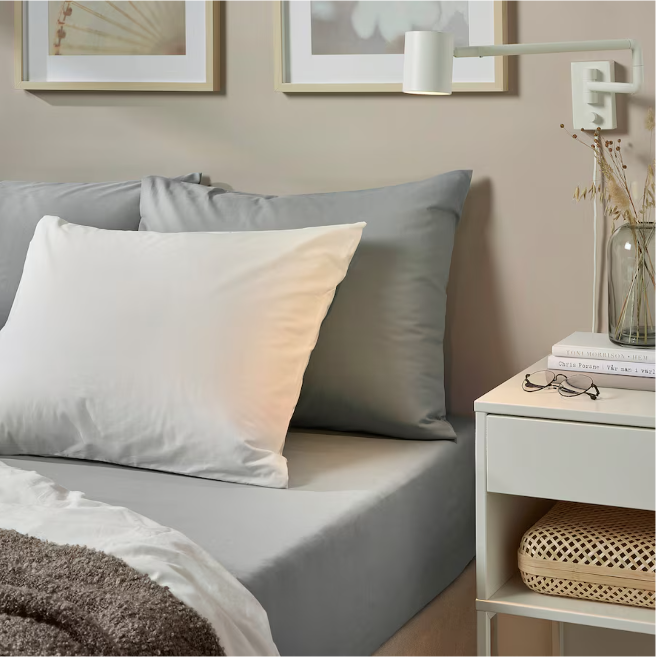 DVALA Fitted sheet, light grey, 90x200 cm SINGLE
