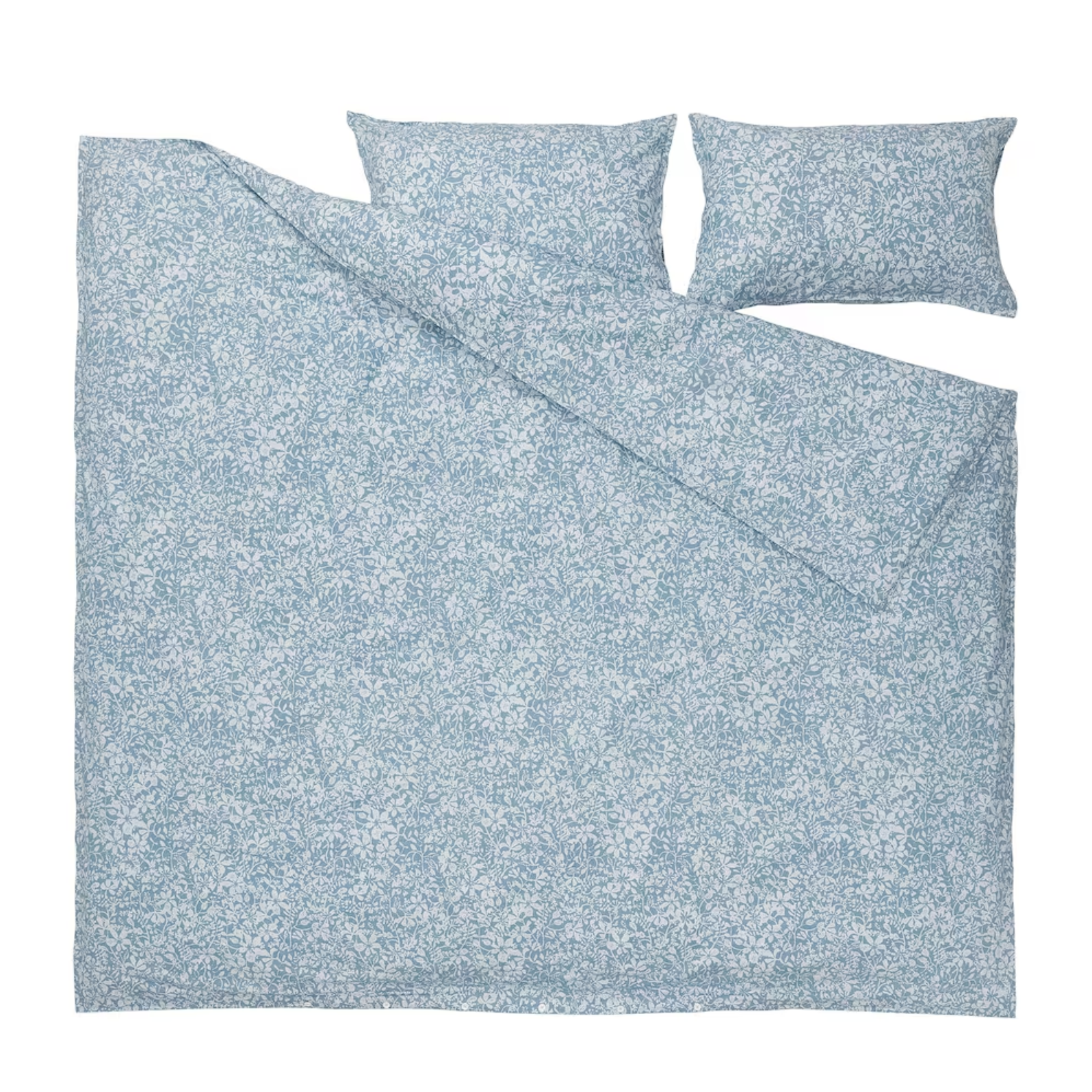 SOMMARSLOJA Duvet cover and 2 pillowcases, blue/floral pattern, 200x200/50x80 cm