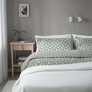 ANGSNEJLIKA Duvet cover pillowcases, grey/green, 150x200/50x80 cm