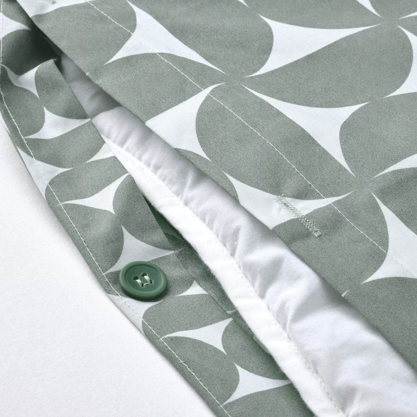 ANGSNEJLIKA Duvet cover and 2 pillowcases, grey/green, 240x220/50x80 cm