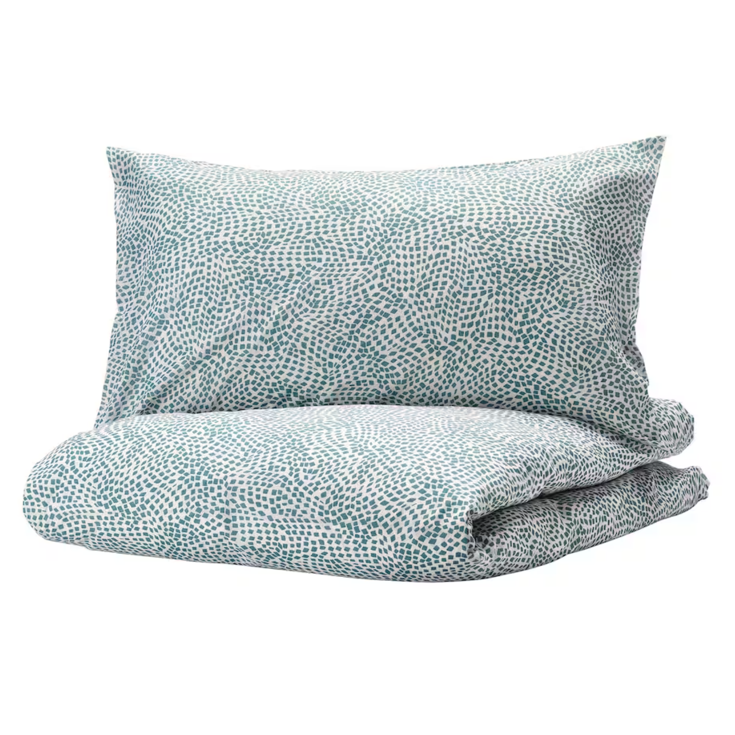 TRADKRASSULA Duvet cover and 2 pillowcases, white/blue